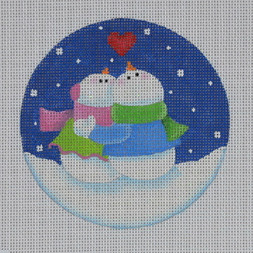 Gazing Snow Couple Canvas - KC Needlepoint