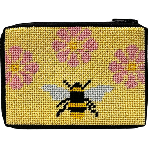 Flowers and Bee Coin Purse Kit - KC Needlepoint