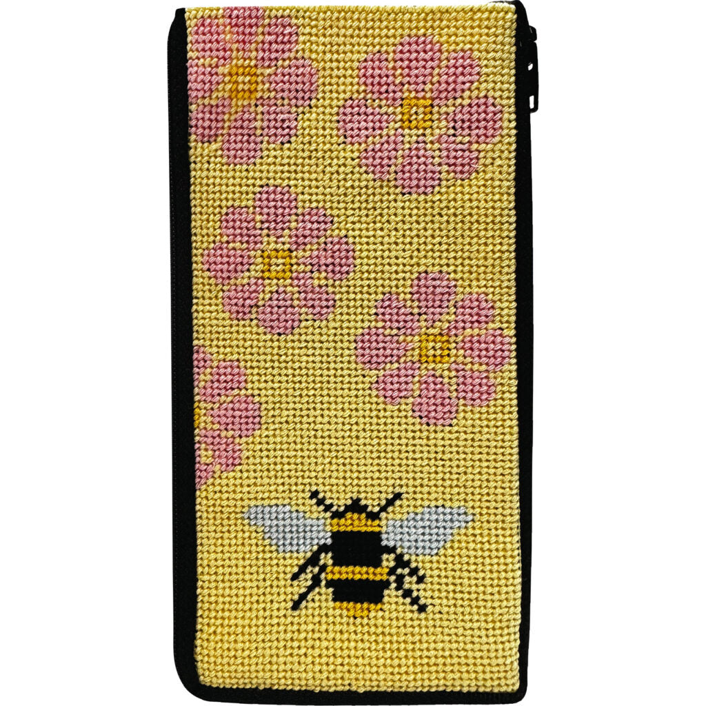 Flowers and Bee Eyeglass Case Kit - KC Needlepoint