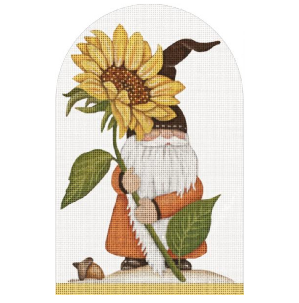 Sunflower Gnome Needlepoint Canvas - KC Needlepoint