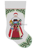 Santa Insert Holly Stocking Canvas - KC Needlepoint