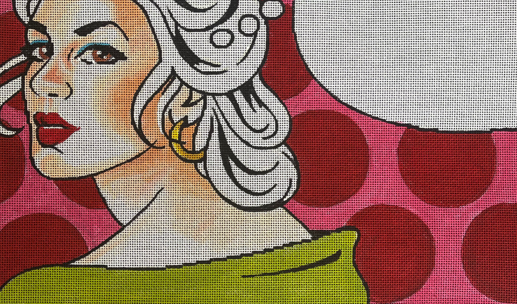 Woman with White Hair Canvas - KC Needlepoint