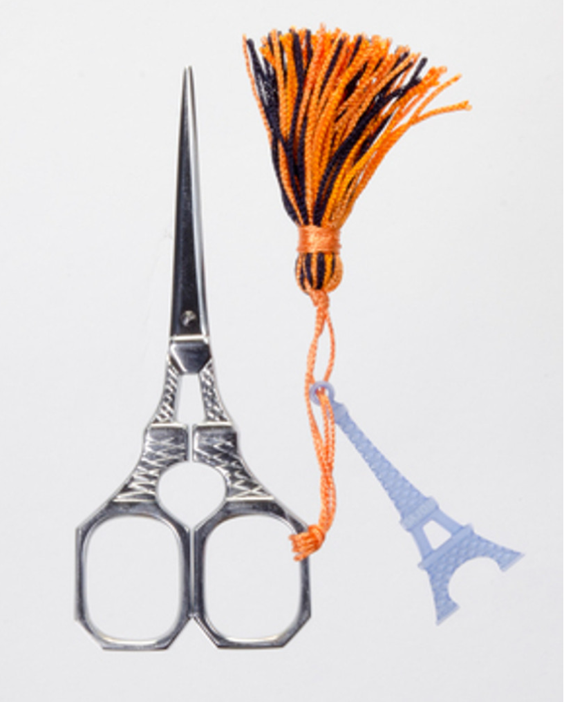 Eiffel Tower with Blue Tassel Scissors - KC Needlepoint