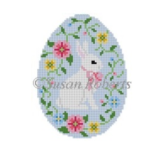Bunny in Flower Vine Egg - KC Needlepoint