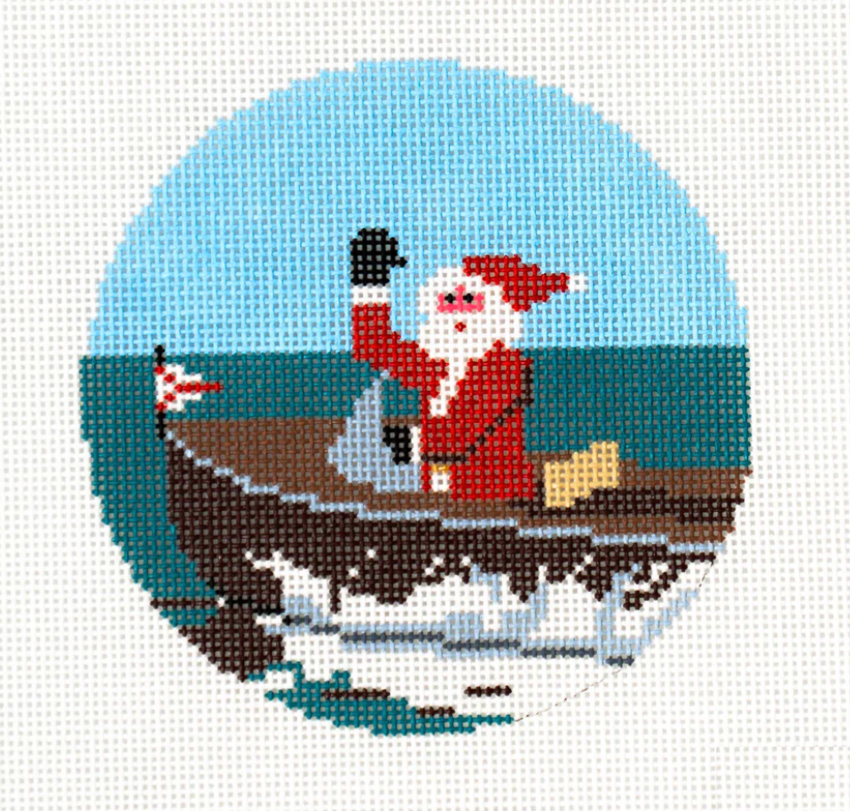 Boating Santa Canvas - KC Needlepoint