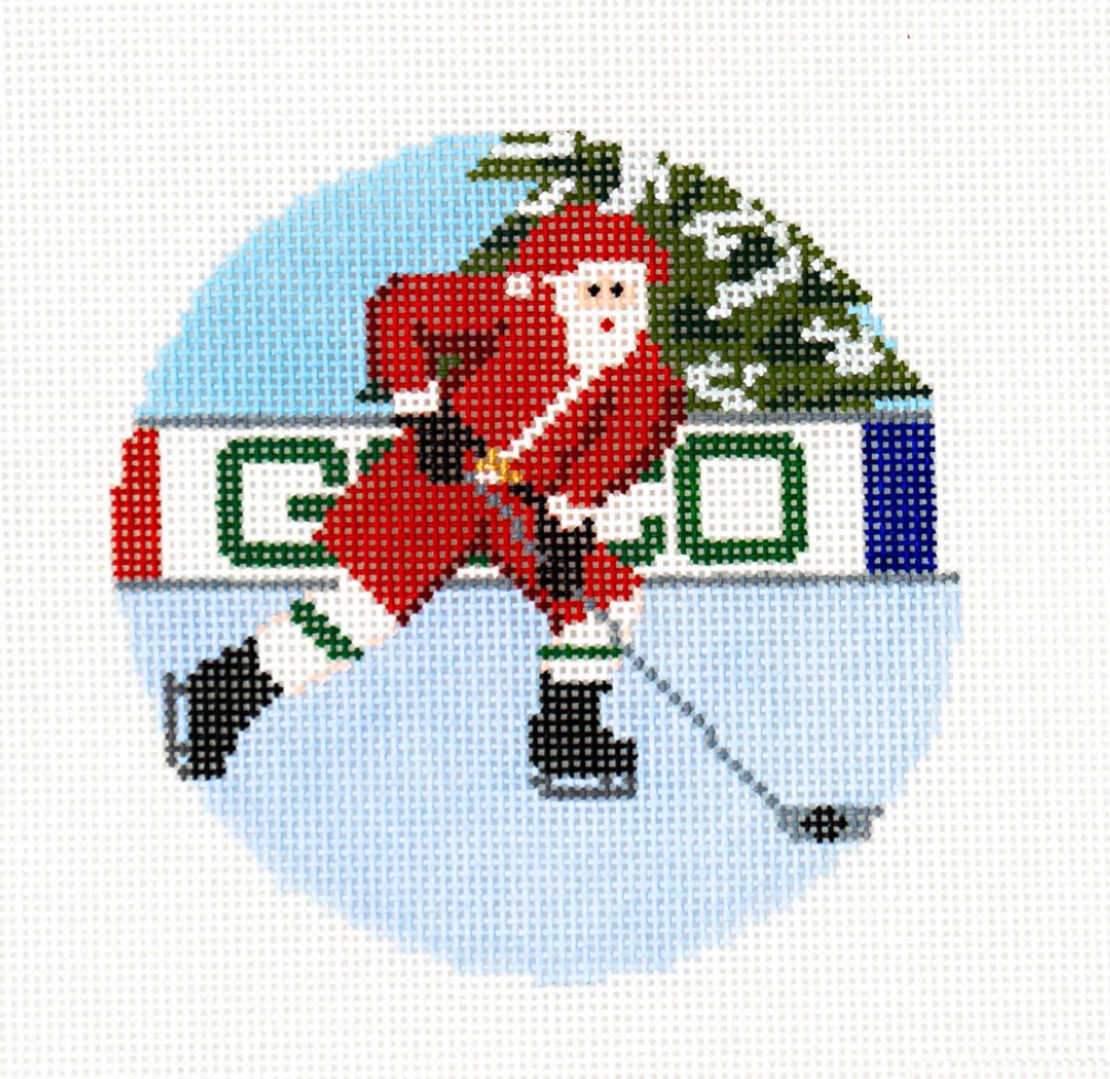 Hockey Santa Canvas - KC Needlepoint