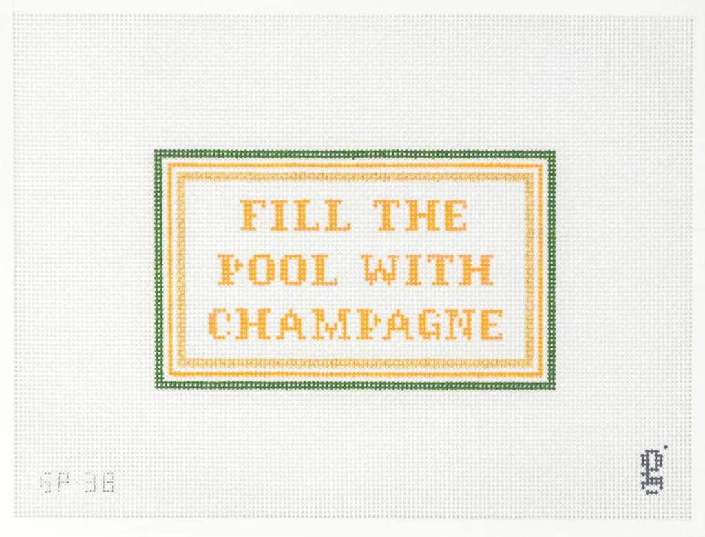 Fill the Pool with Champagne Canvas - KC Needlepoint