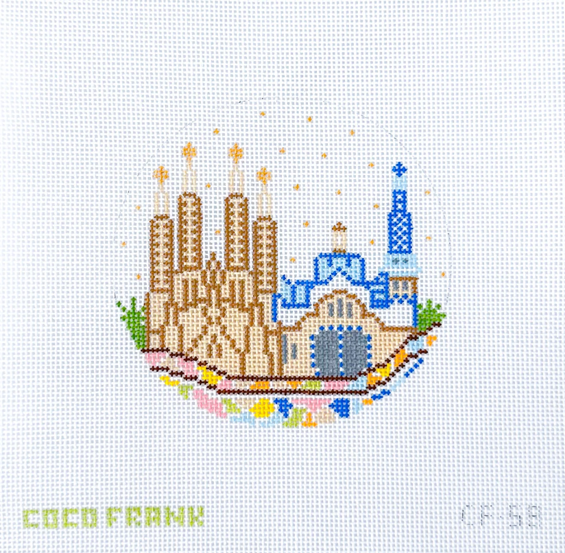 Barcelona Round Canvas - KC Needlepoint