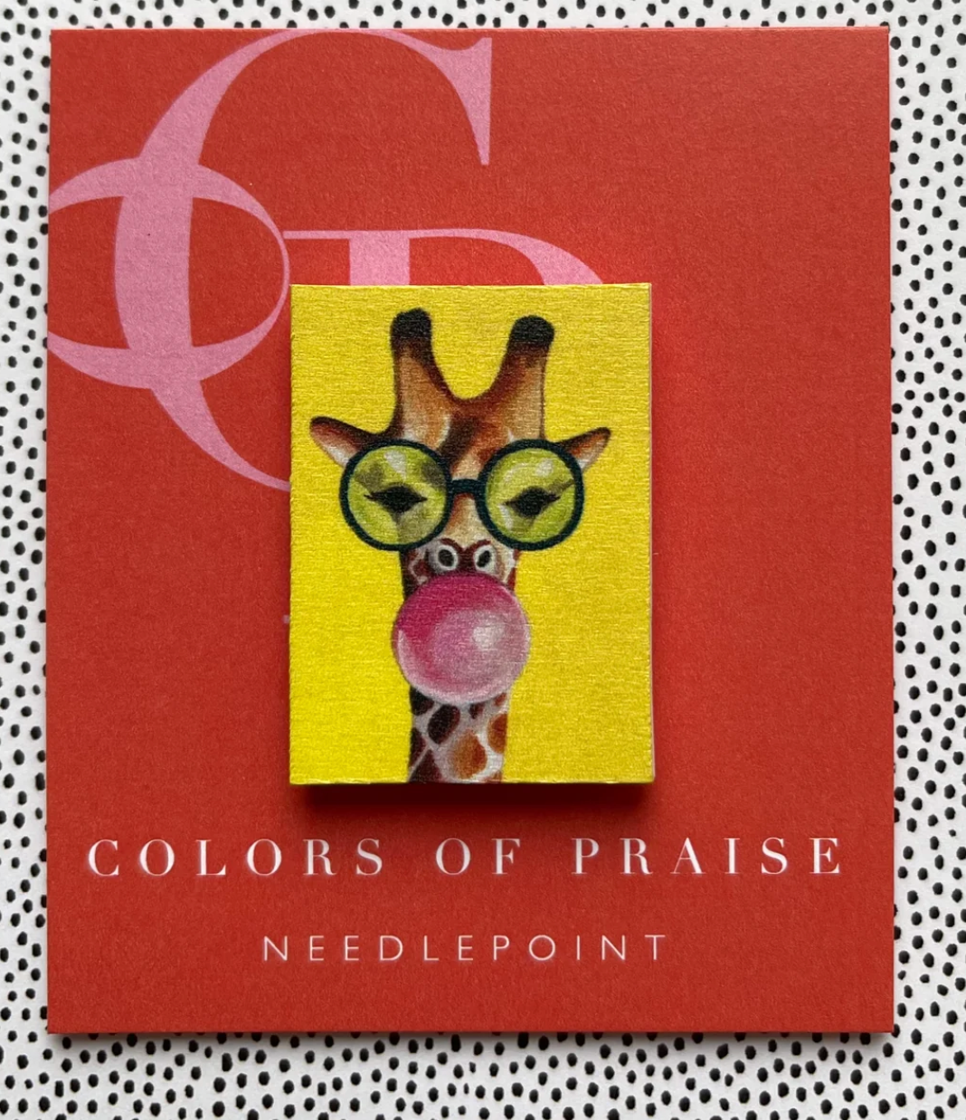 Giraffe with Bubble Gum Needle Minder - KC Needlepoint