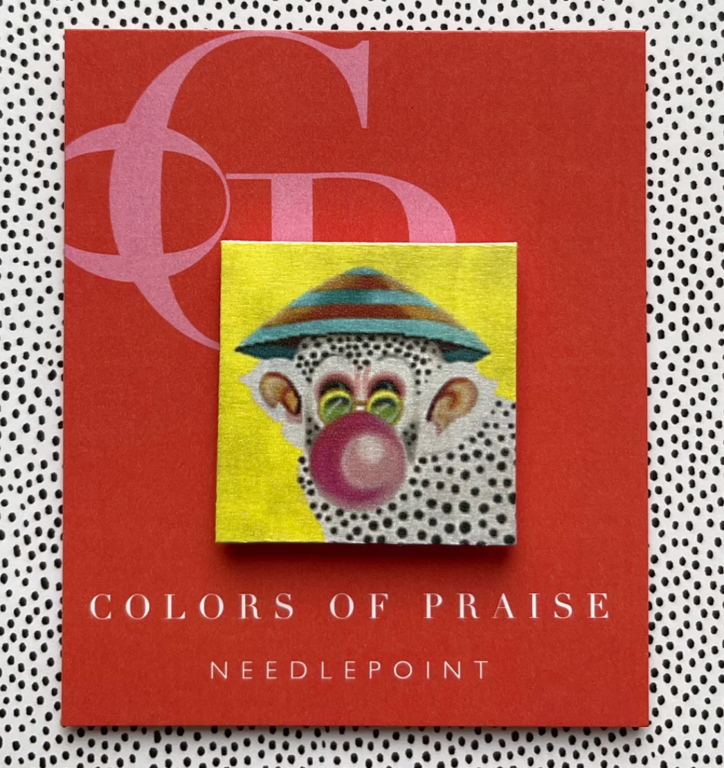 Monkey with Bubble Gum Needle Minder - KC Needlepoint