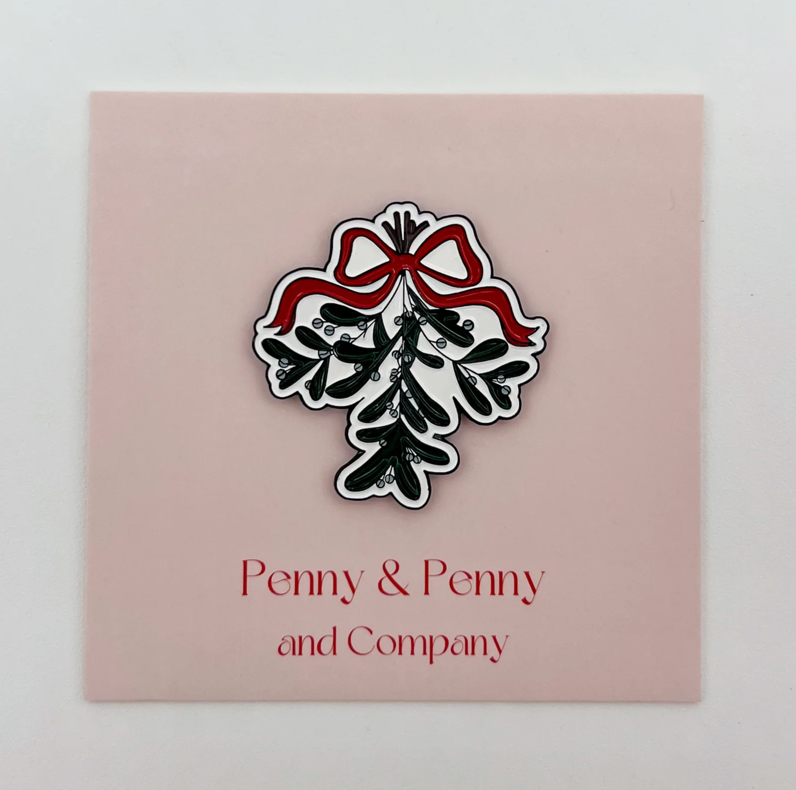 Red Bow Mistletoe Needle Minder - KC Needlepoint