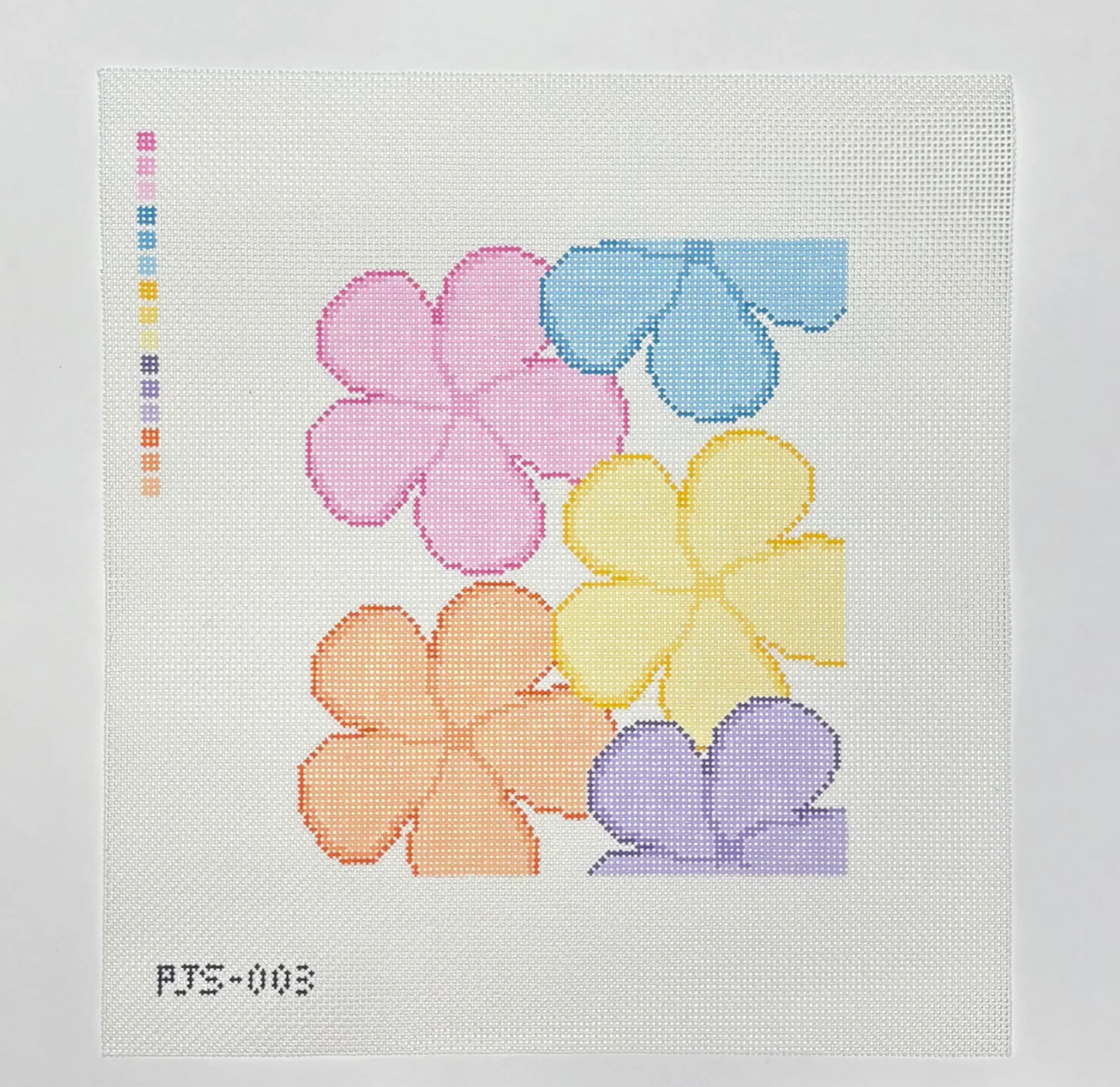 Pastel Plumerias Canvas - KC Needlepoint