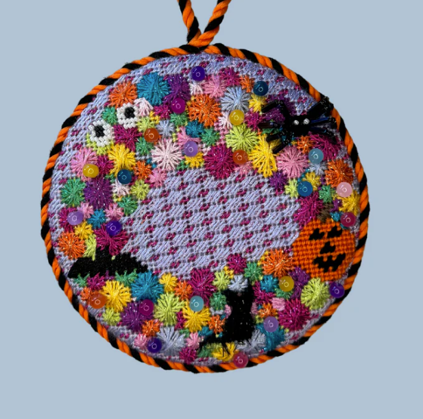Colorful Spooky Wreath Canvas - KC Needlepoint