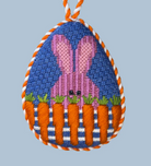 Bunny with Carrot Fence Egg Canvas - KC Needlepoint