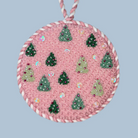 Pink Trees Round Canvas - KC Needlepoint