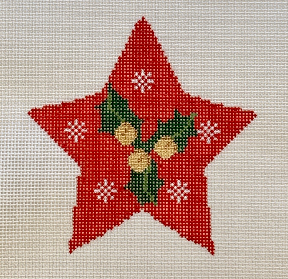 Star with Holly and Bells Canvas - KC Needlepoint