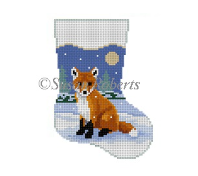 Baby Fox Mini Stocking Canvas - KC Needlepoint