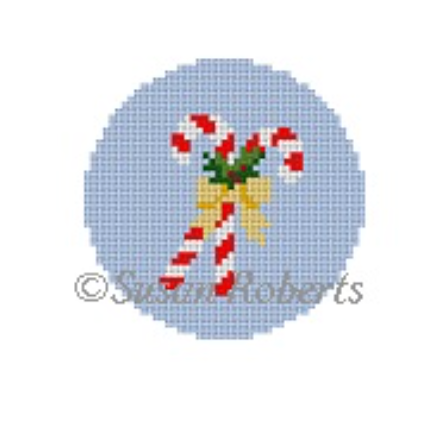 Candy Canes Round Canvas - KC Needlepoint