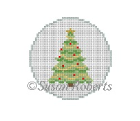 Christmas Tree Round Canvas - KC Needlepoint