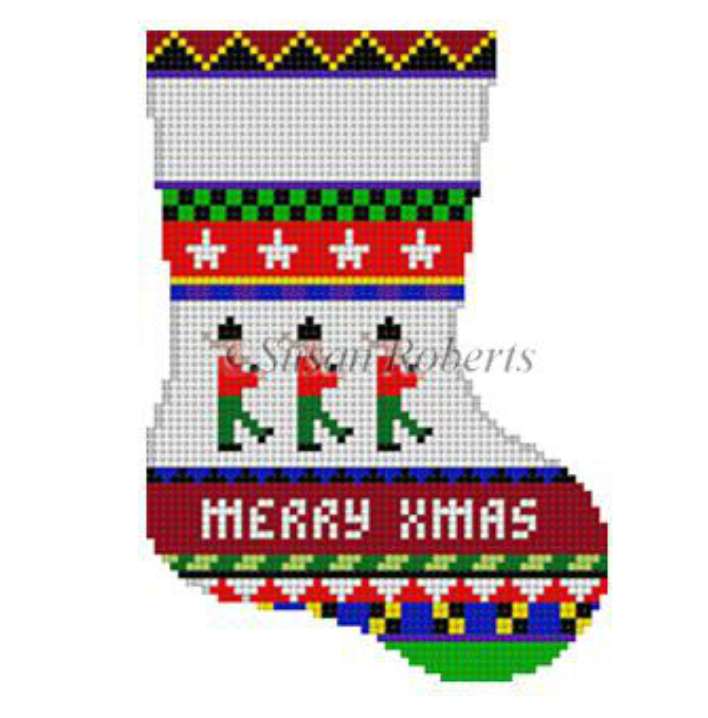Susan Roberts Needlepoint Designs - Hand-painted Christmas Stocking -  Lantern Walk Santa