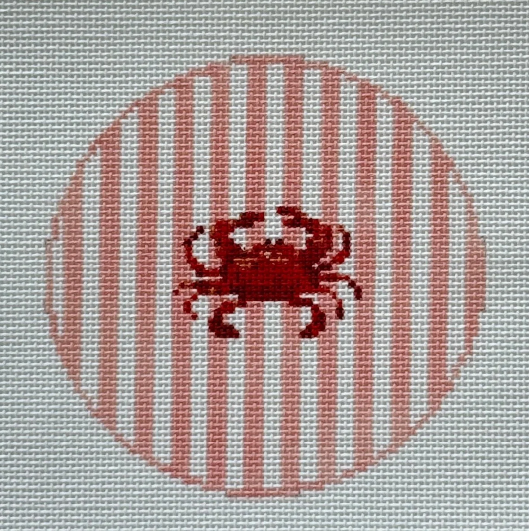 Striped Crab Round Canvas - KC Needlepoint
