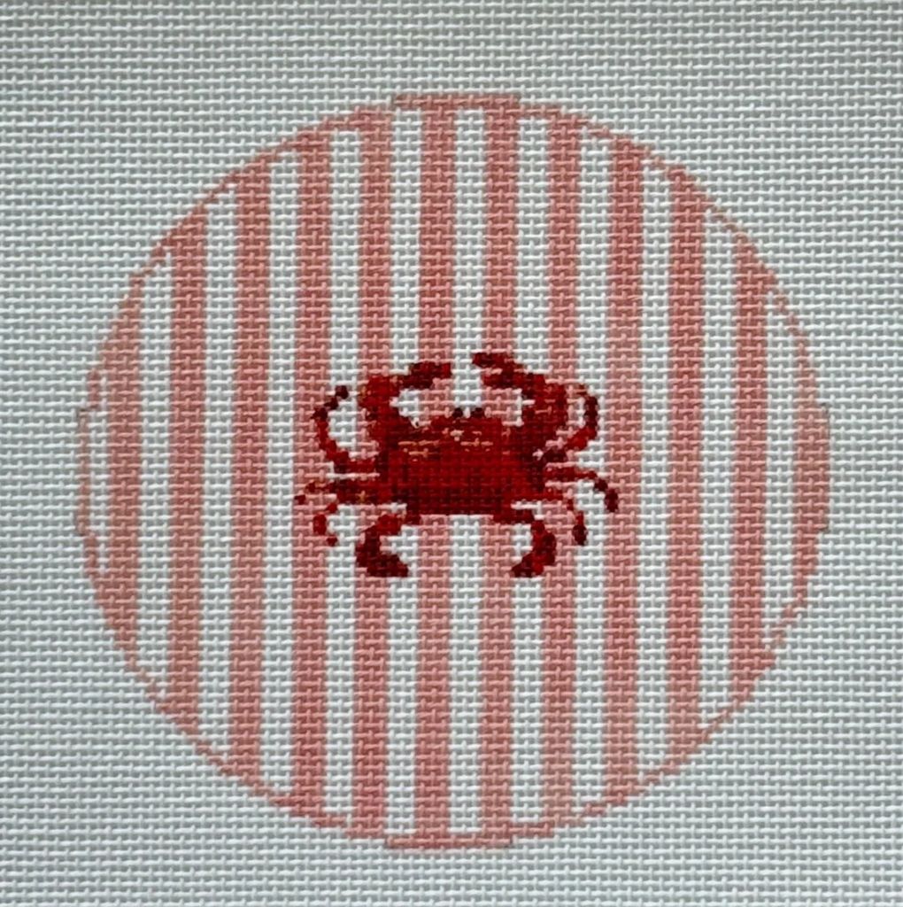 Striped Crab Round Canvas - KC Needlepoint