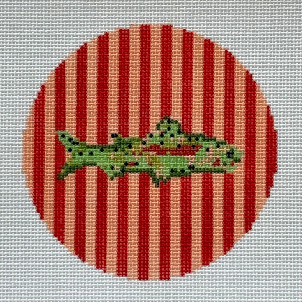 Striped Fish Round Canvas - KC Needlepoint