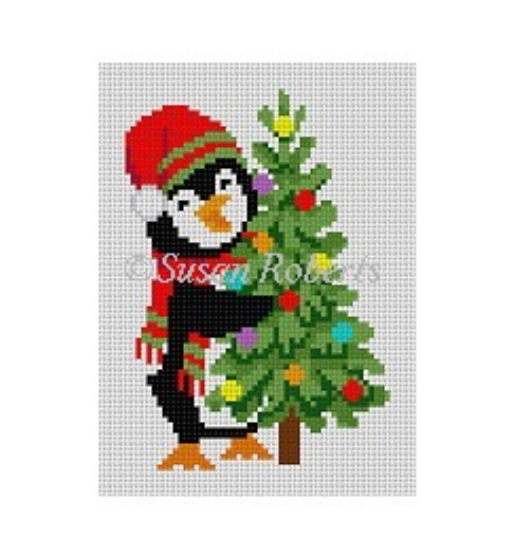 Penguin and Tree Canvas - KC Needlepoint