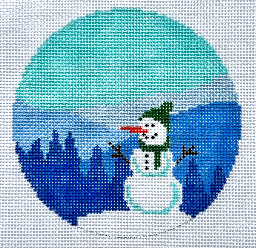Smoky Mountain Snowman Canvas - KC Needlepoint