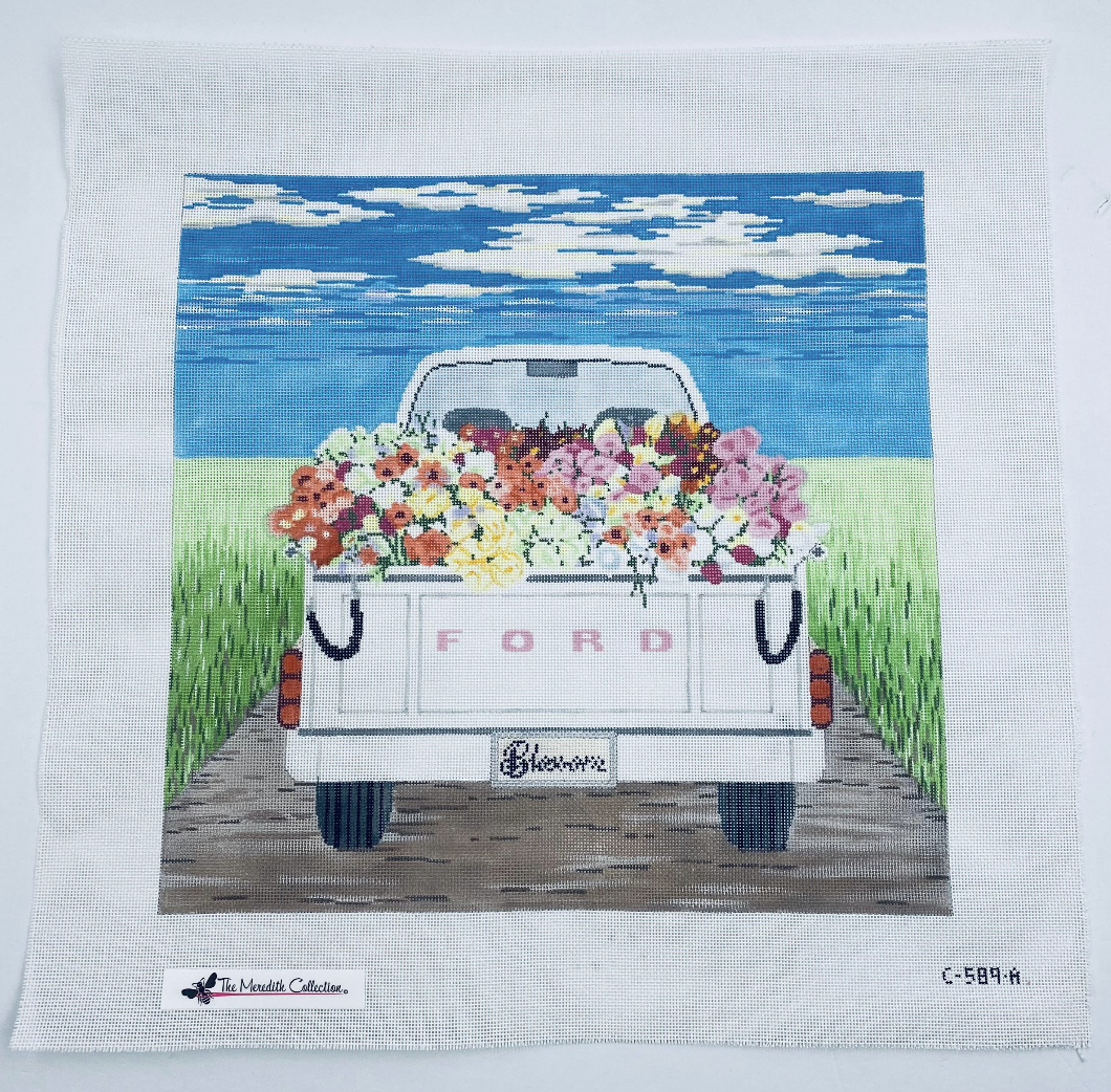 Bloomful Truck Canvas - KC Needlepoint