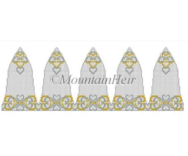 Wedding Silver and Gold Hearts 3D Bell Canvas - KC Needlepoint