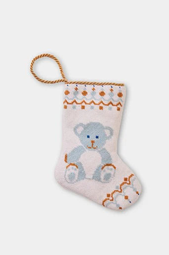 Bear-y Christmas in Blue Bauble Stocking - KC Needlepoint