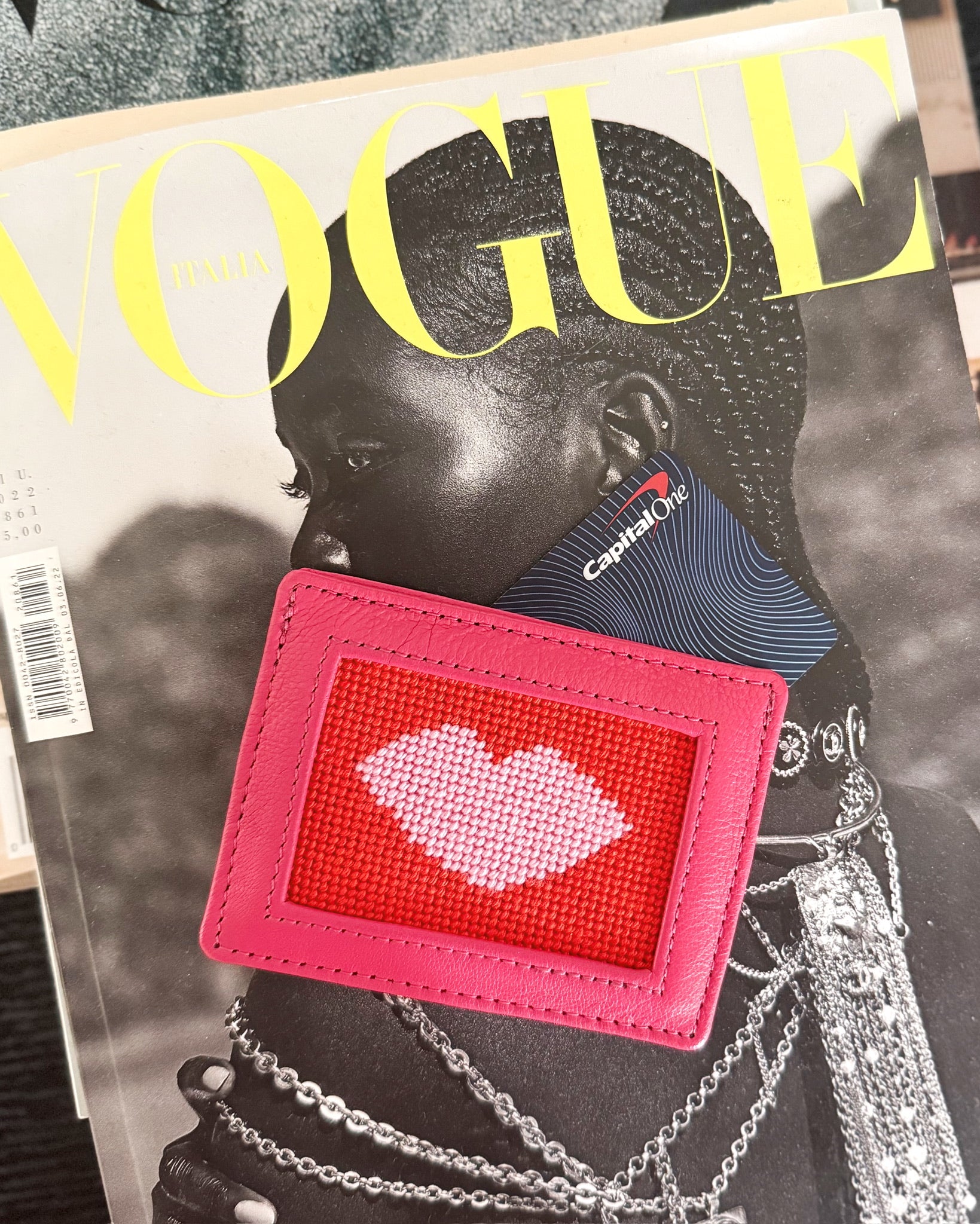 "Pucker Up" Happy Stitching All-In-One Card Wallet Kit - KC Needlepoint