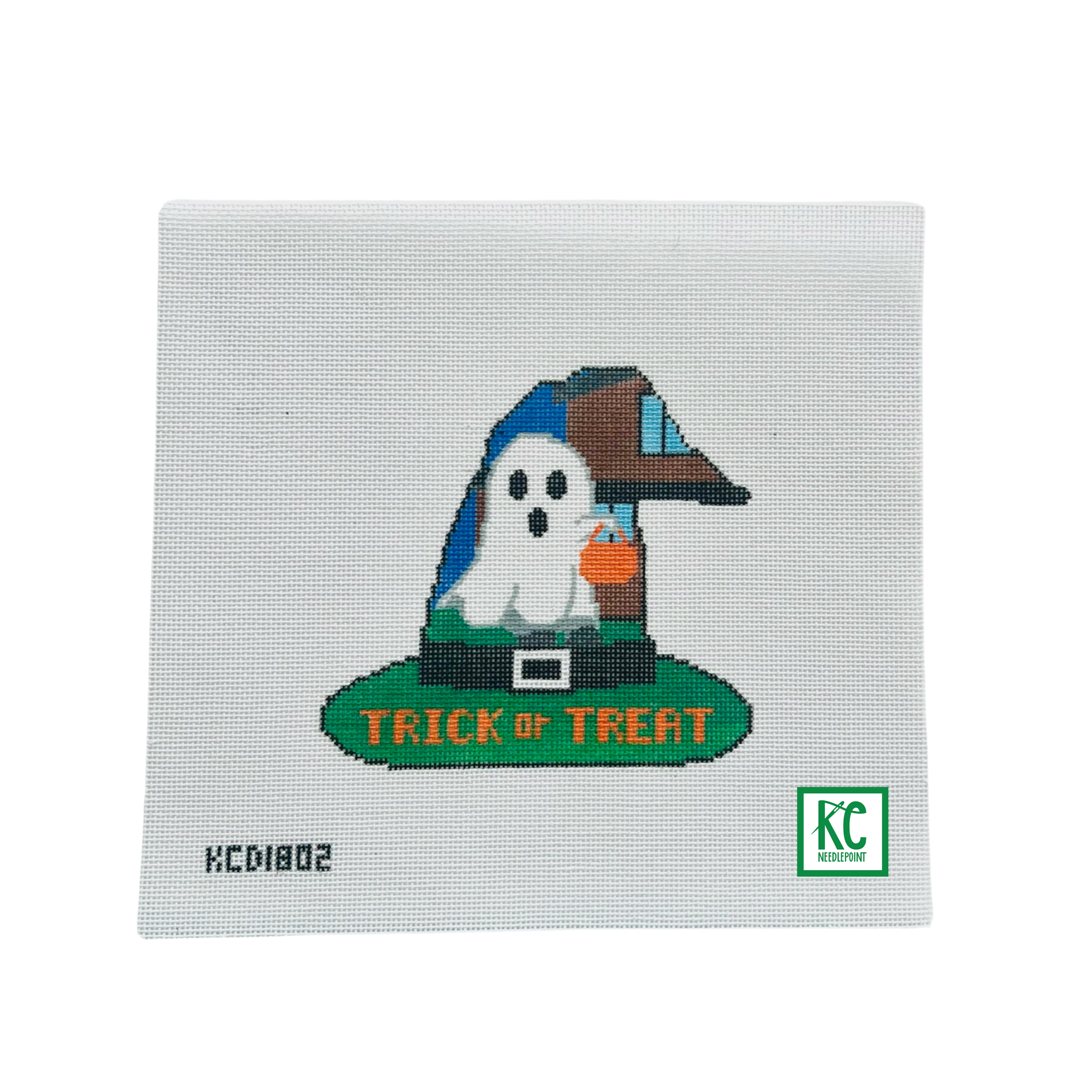 Trick or Treating Ghost Witch's Hat Canvas - KC Needlepoint