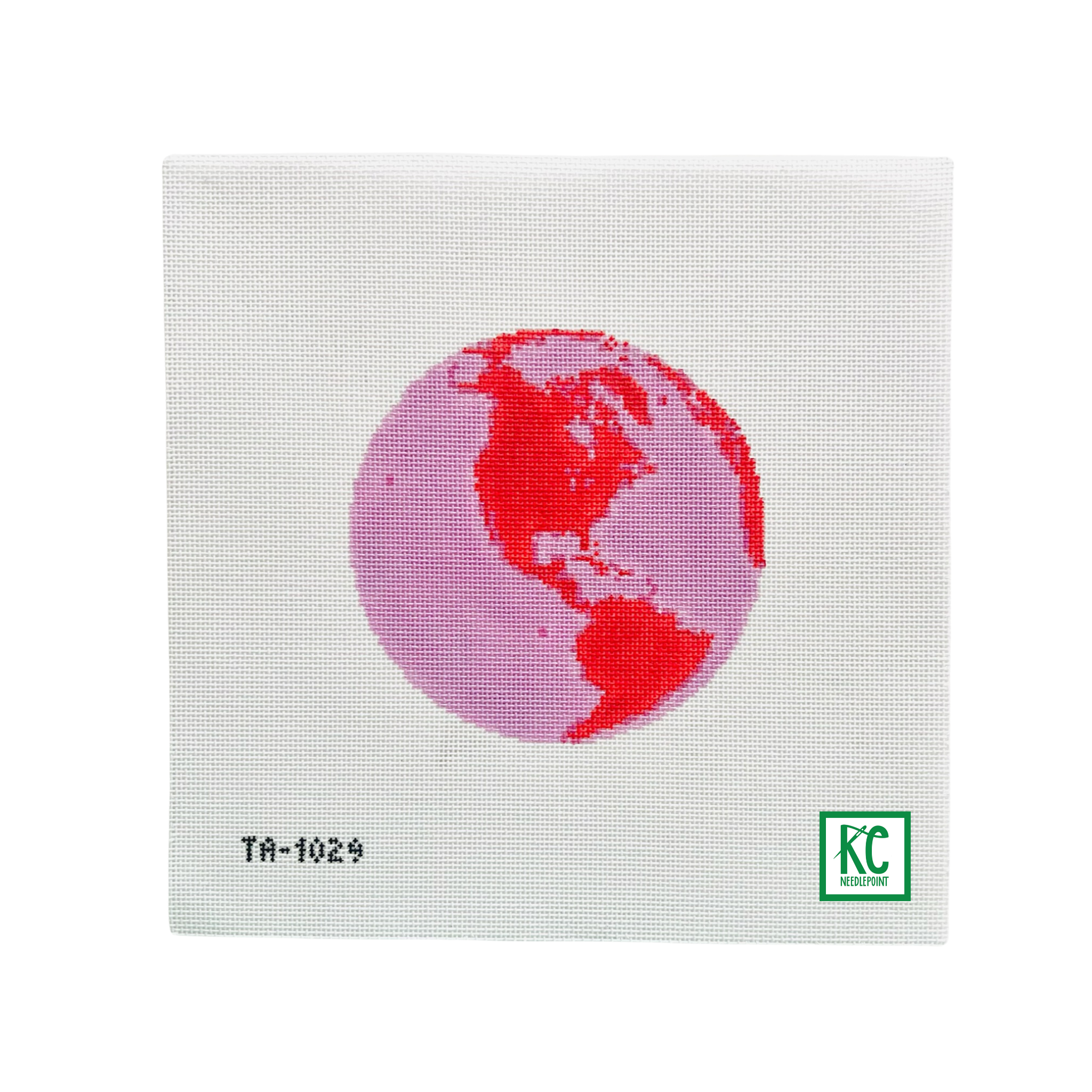 Pink Globe Canvas - KC Needlepoint