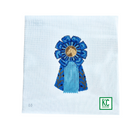 Blue Rosette Ribbon Canvas - KC Needlepoint