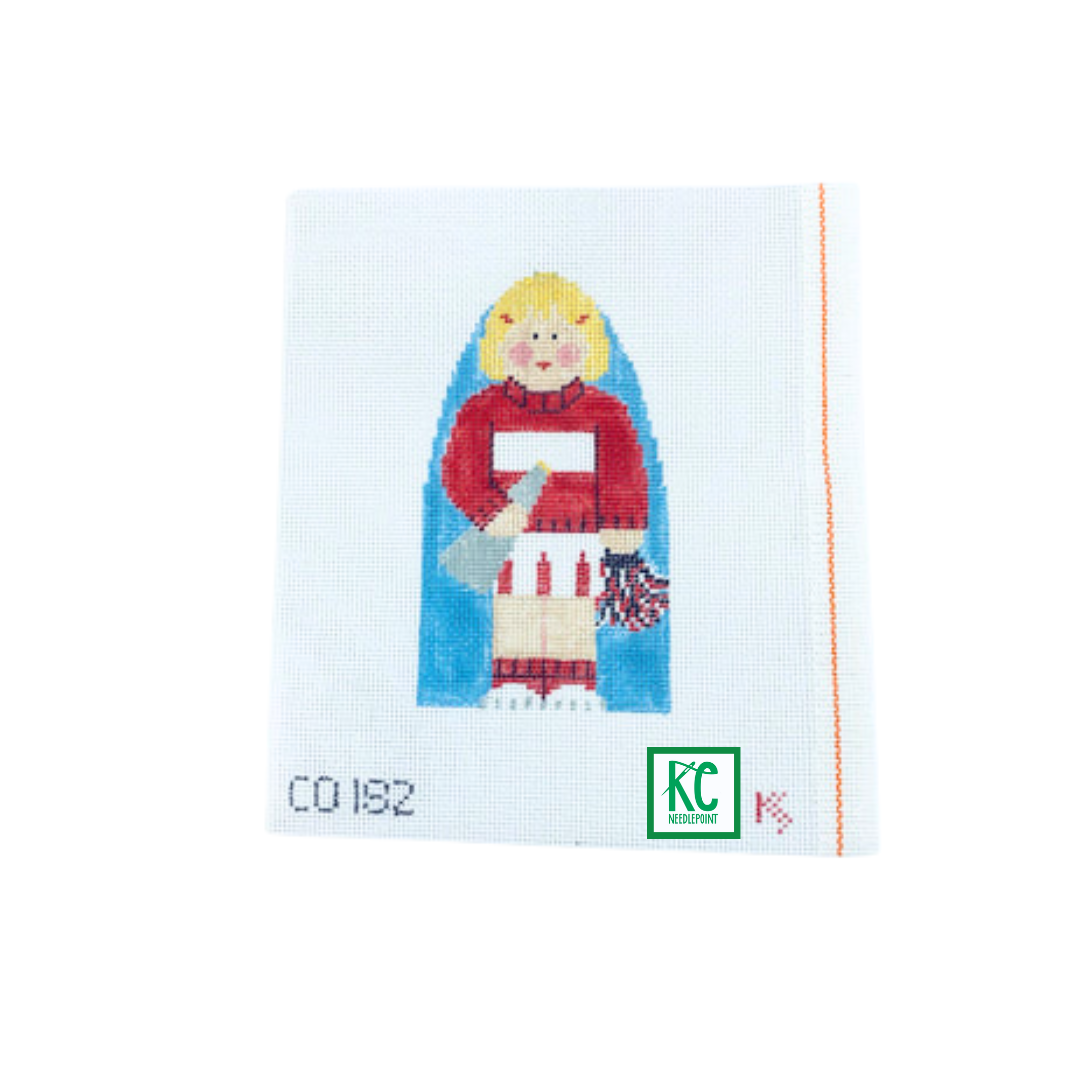Blonde Cheerleader Canvas - KC Needlepoint