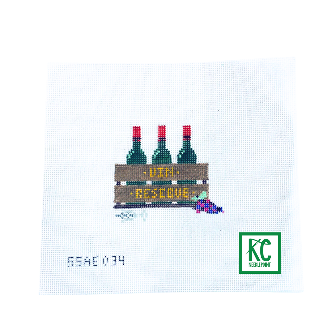 Wine Crate Canvas - KC Needlepoint
