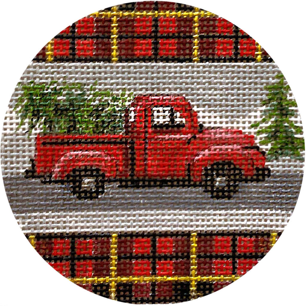 Red Truck on Plaid Canvas - KC Needlepoint
