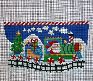 Santa's Toy Train Stocking Topper Canvas - KC Needlepoint