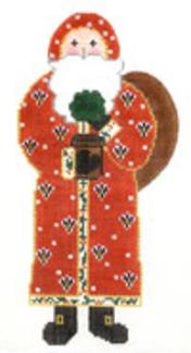 Red Santa with Topiary Canvas - KC Needlepoint