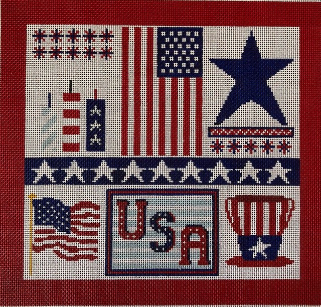 USA Collage Canvas - KC Needlepoint