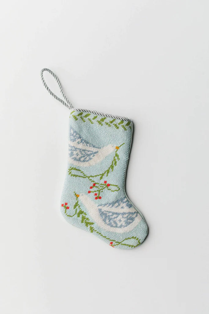 Peace on Earth Blue Bauble Stocking - KC Needlepoint
