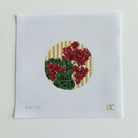 Geranium Round Canvas - KC Needlepoint