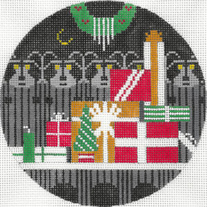 Gift Rapt Round Canvas - KC Needlepoint