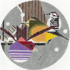 Winter Downy Grosbeak Round Canvas - KC Needlepoint