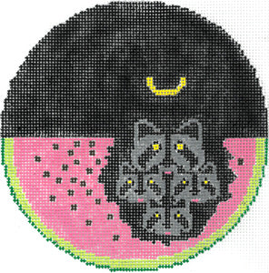 Watermelon Moon Round Canvas - KC Needlepoint