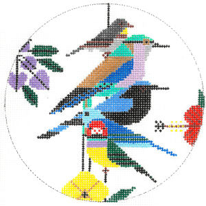 Rain Forest Birds Round Canvas - KC Needlepoint