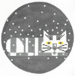 Winter Watcher Round Canvas - KC Needlepoint