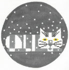 Winter Watcher Round Canvas - KC Needlepoint